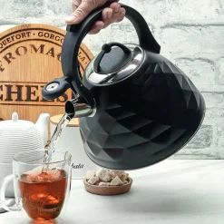 Czajnik z gwizdkiem Tadar Crystal, 3 l, stal nierdzewna, czarny mat