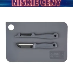 Deska do krojenia Altom Design, ze skrobakiem i nożykiem, szara