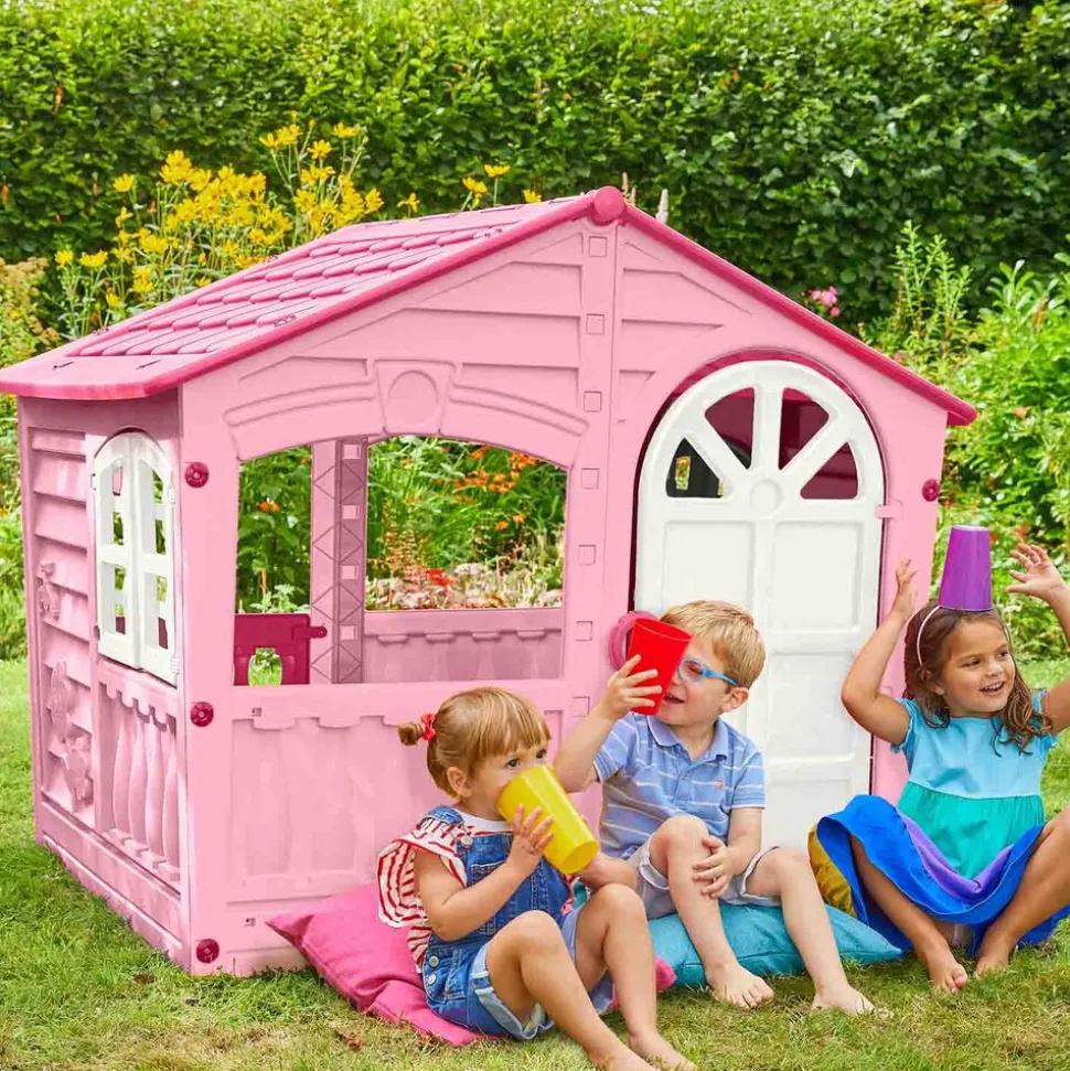 Domek ogrodowy dla dzieci Palplay Candyfloss, 140 x 111 x 115 cm, różowo-biały