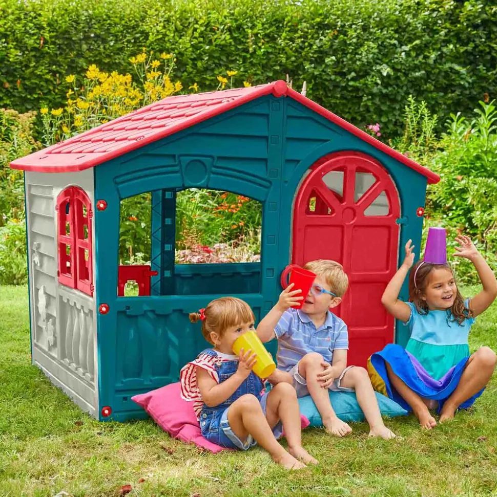 Domek ogrodowy dla dzieci Palplay Twilight, 140 x 111 x 115 cm, granatowo-czerwony
