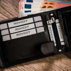 Duży portfel męski RFID ROVICKY, 9,5 x 12,5 x 3 cm, na zatrzask