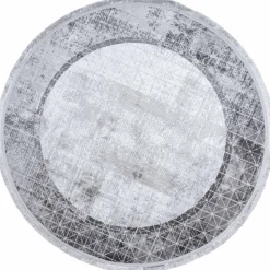Dywan Multi-Decor Eclipse, koło, 120 cm, obramowanie, szary