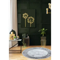 Dywan Multi-Decor Eclipse, koło, 120 cm, obramowanie, szary