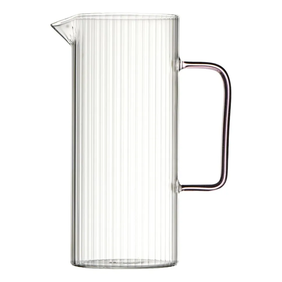 Dzbanek ryflowany Vialli Design Livio, 1,5 l, z różowym uchem