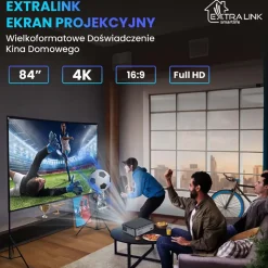 Ekran projekcyjny przenośny Extralink, 84”, 186 x 105 cm, ze stojakiem