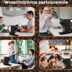 Ekspres wielokapsułkowy Extralink Home, 5 wkładów na kapsułki i wkład na kawę mieloną, czarny