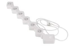 Elastyczna listwa zasilająca Hykker, 5 gniazd, 2 x USB-A, 1 x USB-C