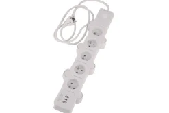 Elastyczna listwa zasilająca Hykker, 5 gniazd, 2 x USB-A, 1 x USB-C
