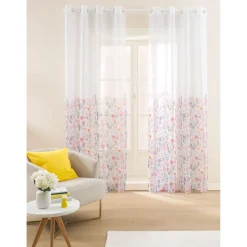 Firany na przelotkach 137 x 250 cm Smukee Home, 2 szt., z nadrukiem, kwiaty