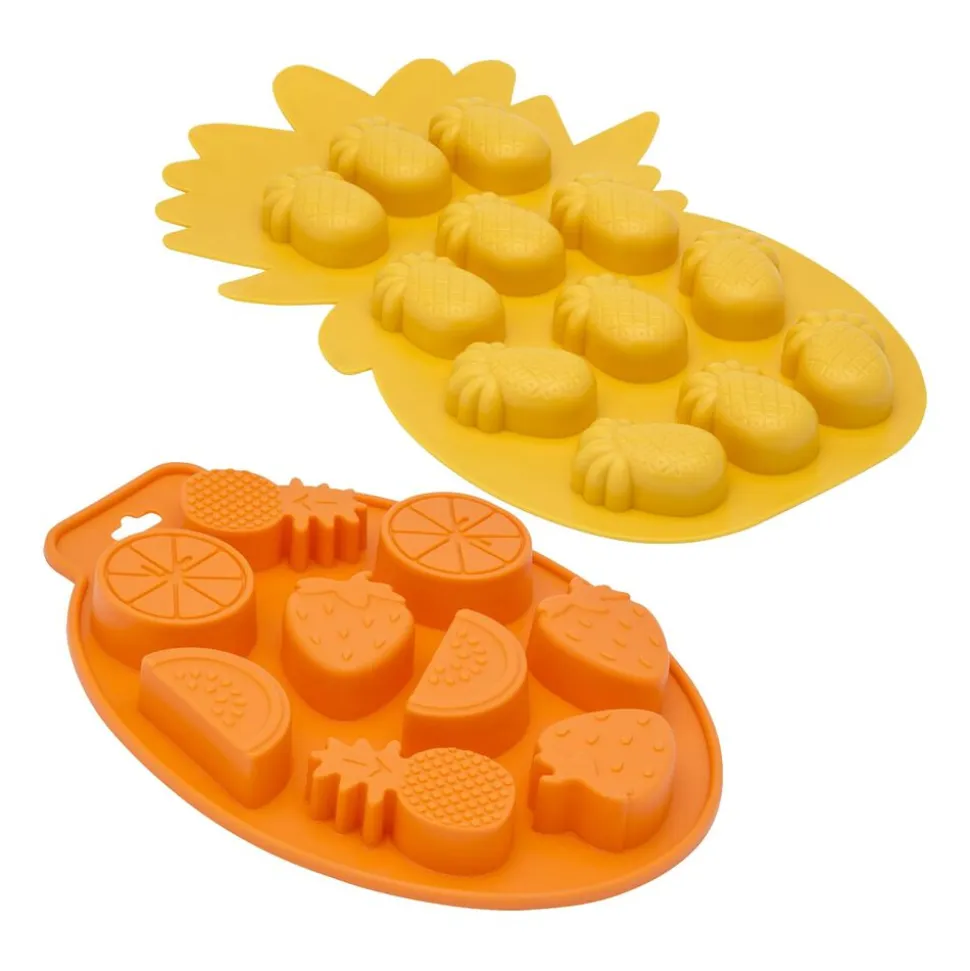 Foremki do lodu Altom Design, 2 szt., silikonowe, pomarańcza i ananas