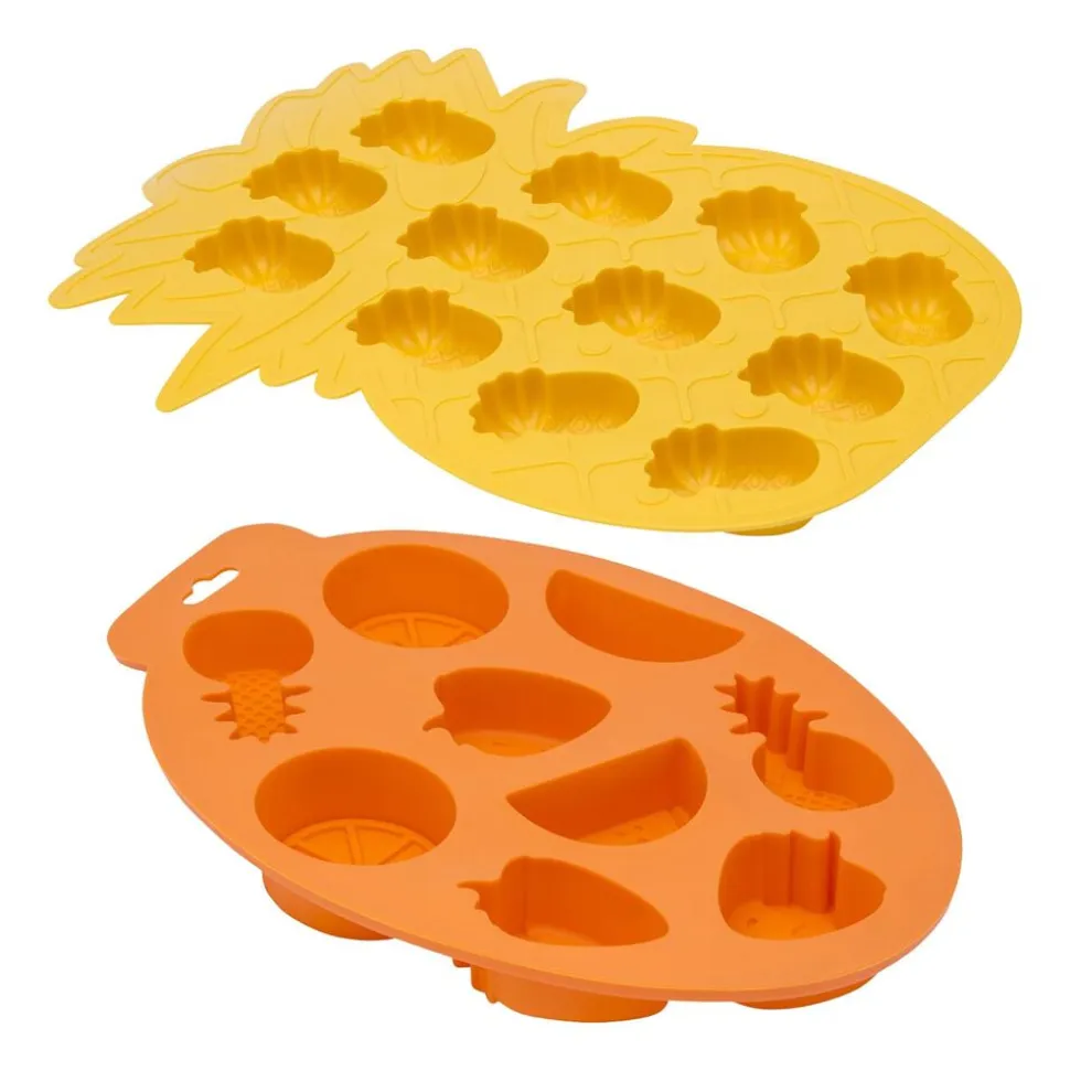 Foremki do lodu Altom Design, 2 szt., silikonowe, pomarańcza i ananas