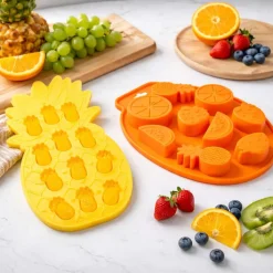 Foremki do lodu Altom Design, 2 szt., silikonowe, pomarańcza i ananas