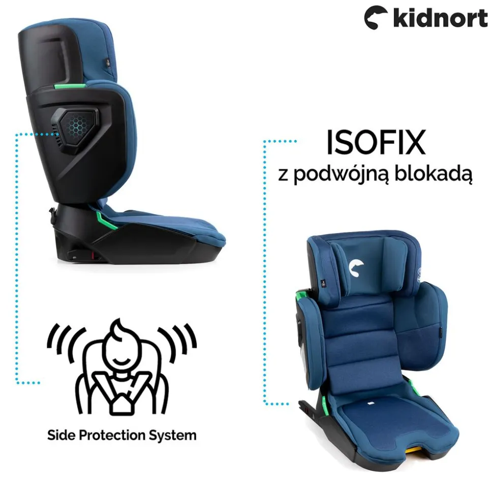 Fotelik samochodowy Kidnort Mane, 100-150 cm, niebieski