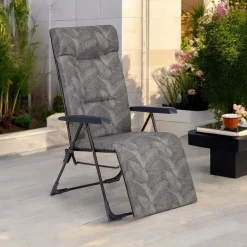 Fotel ogrodowy z podnóżkiem Gardenic Toskania Plus G060-06IB, szary