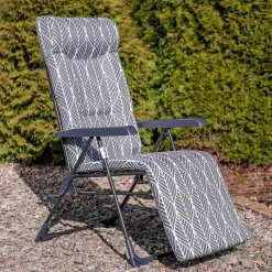 Fotel ogrodowy z podnóżkiem Gardenic Toskania Plus H046-06IB, rozkładany, szary