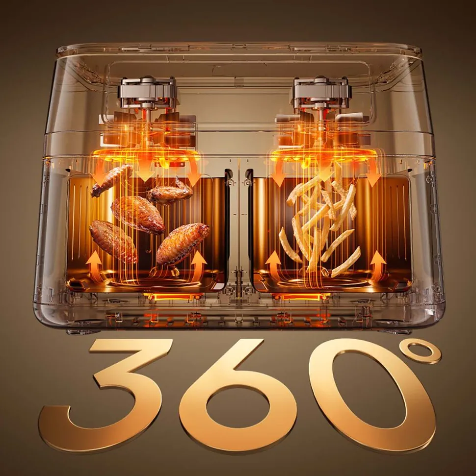 Frytkownica beztłuszczowa Dreame Tasti DZ30, 3000 W, 2 x 5,5 l, czarna