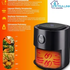 Frytkownica beztłuszczowa Extralink Smart Life SJ-400, 4 l, 1300 W, czarna