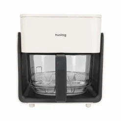 Frytkownica beztłuszczowa szklana Huslog Crystal Steam, 1300 W, 4,2 l, z funkcją pary, kremowa
