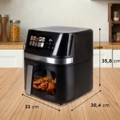 Frytkownica beztłuszczowa z okienkiem Melink, 1700 W, 8,6 l, czarna