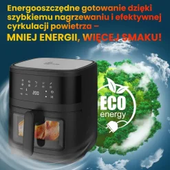 Frytkownica beztłuszczowa z okienkiem Extralink, 1800 W, 6,5 l, czarna