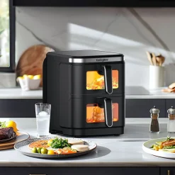 Frytkownica dwukomorowa KaringBee ZHAF-960AP, 2800 W, 2 x 5,5 l, czarna
