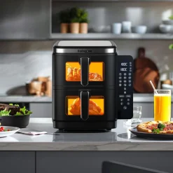 Frytkownica dwukomorowa KaringBee ZHAF-960AP, 2800 W, 2 x 5,5 l, czarna
