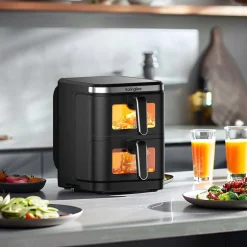 Frytkownica dwukomorowa KaringBee ZHAF-960AP, 2800 W, 2 x 5,5 l, czarna