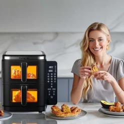 Frytkownica dwukomorowa KaringBee ZHAF-960AP, 2800 W, 2 x 5,5 l, czarna
