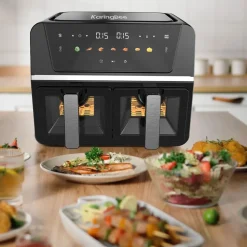 Frytkownica dwukomorowa z okienkiem KaringBee AF801E2TK, 1700 W, 2 x 4,5 l, czarna