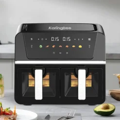 Frytkownica dwukomorowa z okienkiem KaringBee AF801E2TK, 1700 W, 2 x 4,5 l, czarna