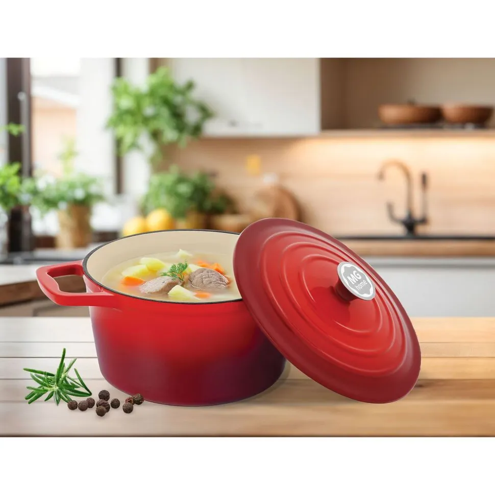 Garnek żeliwny MG Home Infinito, 4 l, czerwony