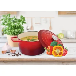 Garnek żeliwny MG Home Infinito, 2,1 l, czerwony