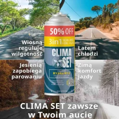 Gaz do klimatyzacji ClimaSet 3w1 R134a 626 g, z przewodem z manometrem i adapterem HP/LP