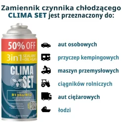 Gaz do klimatyzacji ClimaSet 3w1 R134a 626 g, z przewodem z manometrem