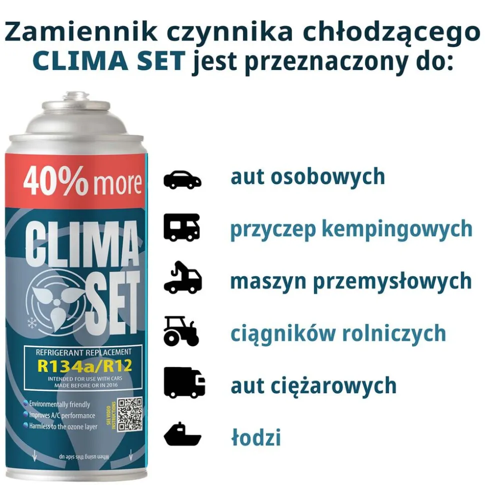 Gaz do klimatyzacji ClimaSet R134a 626 g, z przewodem z manometrem i adapterem HP/LP