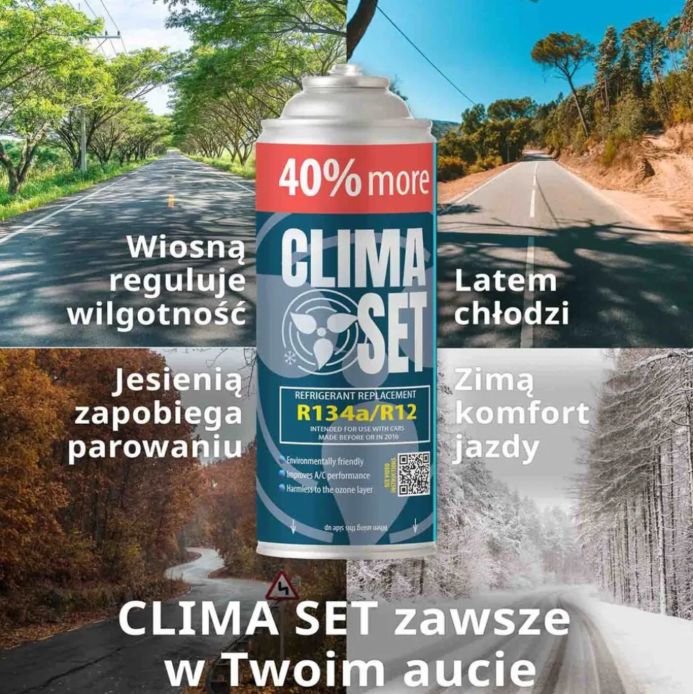 Gaz do klimatyzacji ClimaSet R134a 626 g, z przewodem z manometrem i adapterem HP/LP