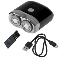 Golarka podróżna z USB, 2 głowice, czarna