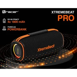Głośnik Bluetooth Tracer XtremeBeat Pro TWS BT RGB, 40 W, czarno-pomarańczowy
