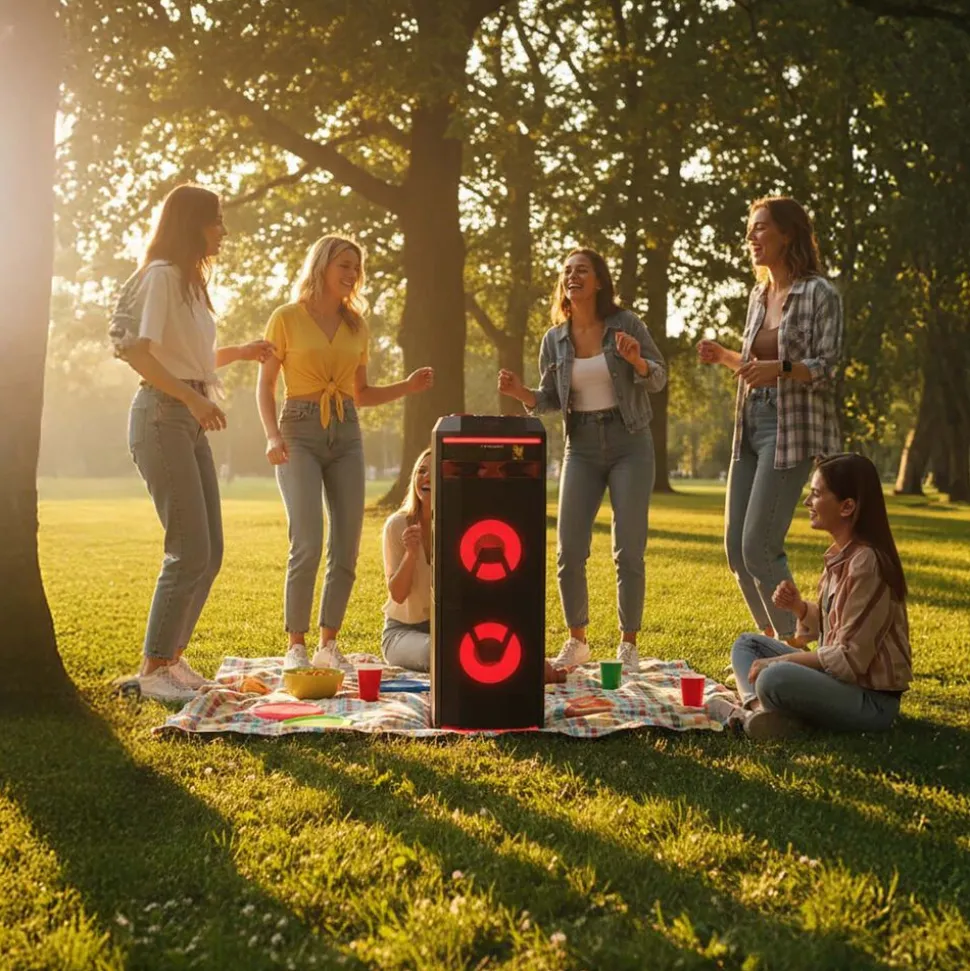 Głośnik imprezowy Blaupunkt PS1.1BD, 1000 W, funkcja karaoke, 2 mikrofony, czarny