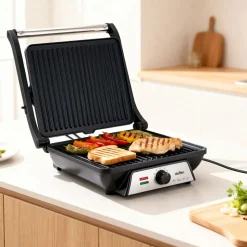 Grill elektryczny kontaktowy Hoffen, 2000 W, czarny