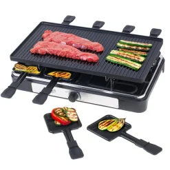 Grill elektryczny raclette Adler AD 6616, 1400 W, dwustronna płyta 42 x 23 cm, 8 x minipatelnia do raclette