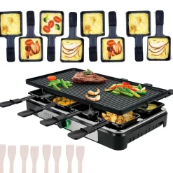 Grill elektryczny raclette Adler AD 6616, 1400 W, dwustronna płyta 42 x 23 cm, 8 x minipatelnia do raclette