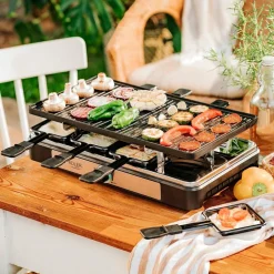 Grill elektryczny raclette Adler AD 6616, 1400 W, dwustronna płyta 42 x 23 cm, 8 x minipatelnia do raclette
