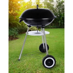 Grill kulisty 16”, czarny, z pokrywą i popielnikiem
