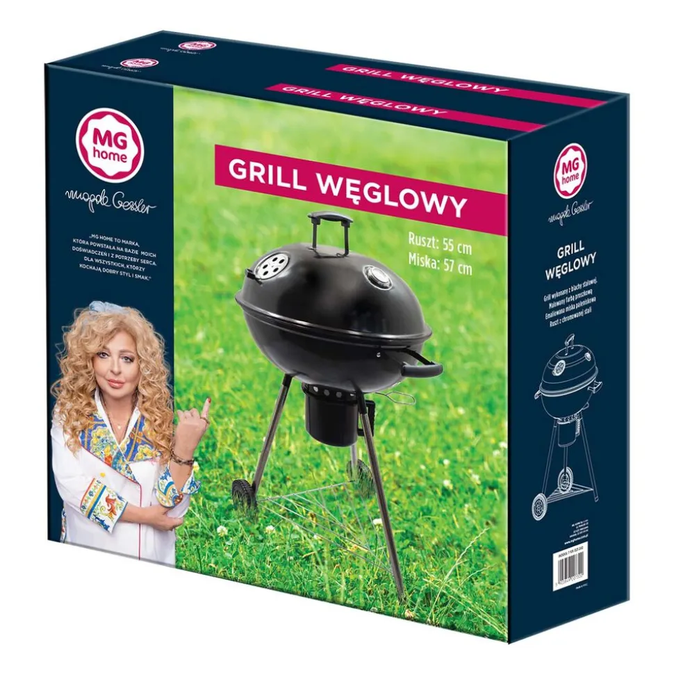 Grill ogrodowy węglowy MG Home, 22,5 cale, ruszt 55 cm
