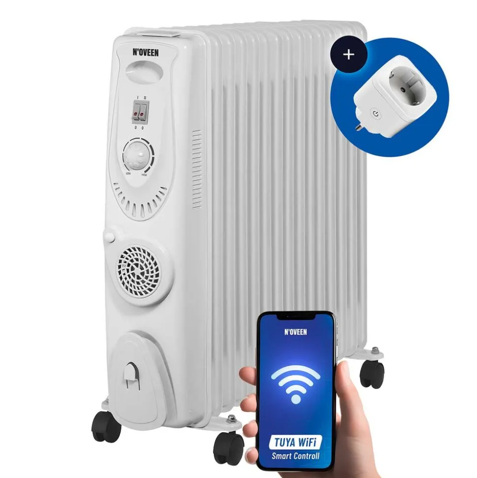 Grzejnik olejowy Noveen OH150199, 2500 W + 400 W Turbo, inteligentne gniazdko WiFi Tuya