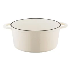 Gęsiarka żeliwna emaliowana Konighoffer 5 l, 25 x 12,3 cm, okrągła, kremowa
