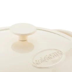 Gęsiarka żeliwna emaliowana Konighoffer 5 l, 25 x 12,3 cm, okrągła, kremowa