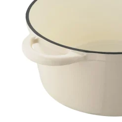 Gęsiarka żeliwna emaliowana Konighoffer 5 l, 25 x 12,3 cm, okrągła, kremowa