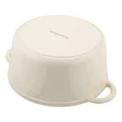 Gęsiarka żeliwna emaliowana Konighoffer 5 l, 25 x 12,3 cm, okrągła, kremowa